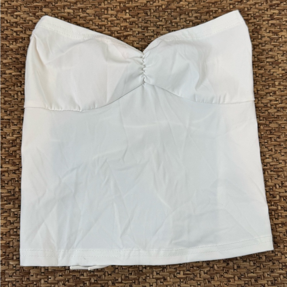 White Strapless Top
